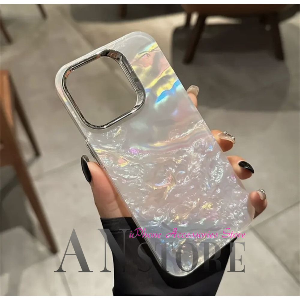 Ексклюзивний чохол на IPhone 13 pro max біло-мармуровий мрійливий ракушковий 